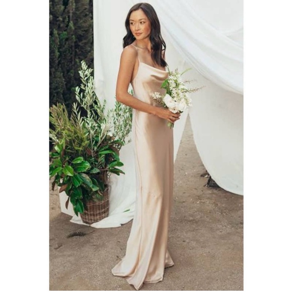 Show Me Your Mumu Tuscany Dress in Champagne Luxe Satin M